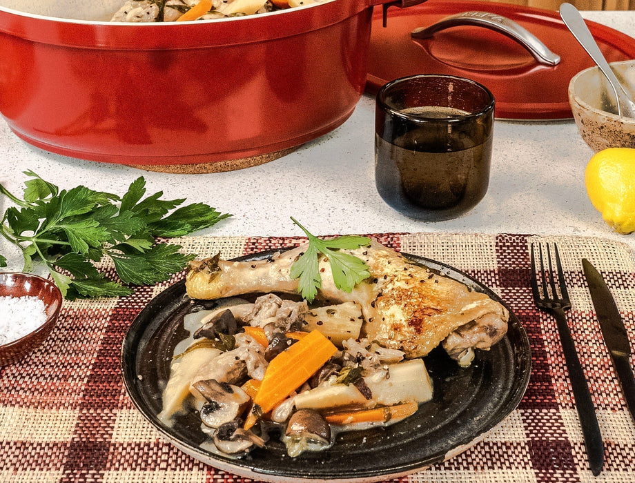 Coq au blanc met dragon en kappertjes