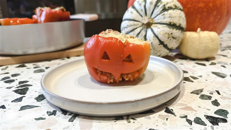 Gevulde paprika Halloween