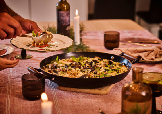 Winterse risotto met chorizo en zeevruchten