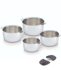 Select 6-delige set Steelpannen 14, 16, 18, 20cm + 2 afneembare zijgrepen