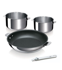 Evolution Classic 4-teiliges Set: Bratpfanne 28 cm, 2 Töpfe 14, 18 cm + Stiel
