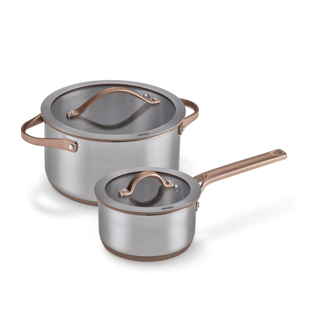 Sensa 2-teiliges Set - Stielkasserolle 16 cm & Kochtopf 24 cm Moccha