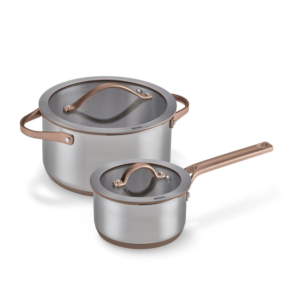 Sensa 2-teiliges Set - Stielkasserolle 16 cm & Kochtopf 24 cm Moccha