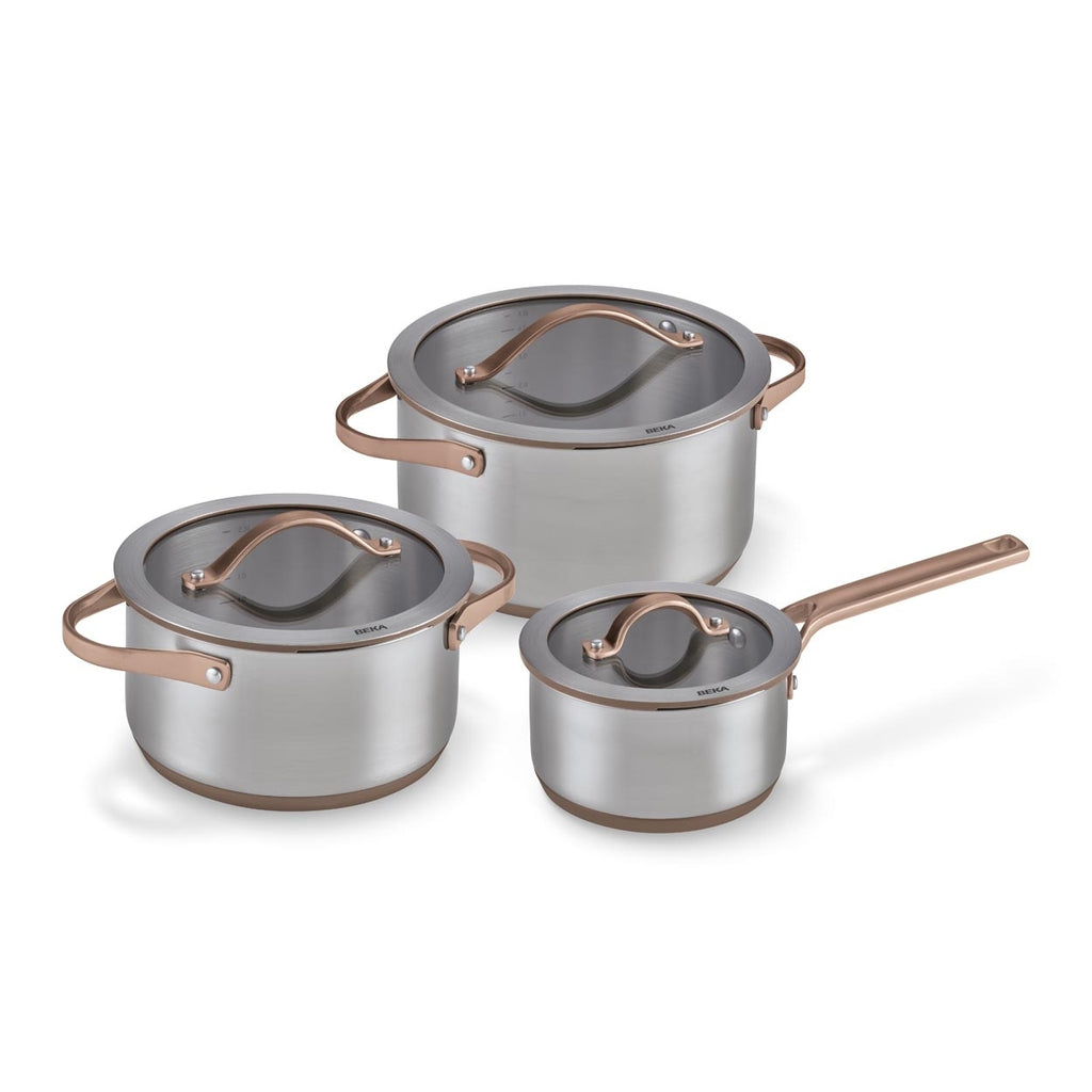 Sensa 3-delige Set - Steelpan 16 cm, kookpot 20 cm & 24 cm Moccha