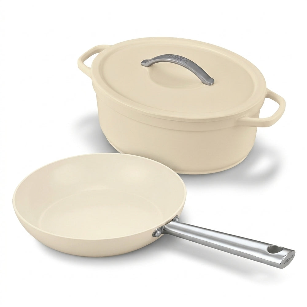 2-teiliges Set: Cicla Antihaftpfanne 24 cm & Plume ovaler Schmortopf 31 cm