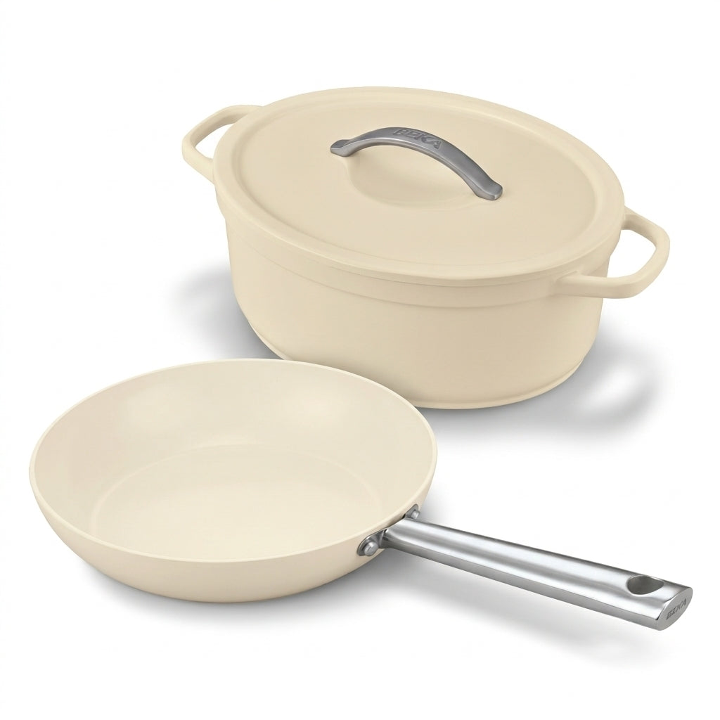 2-teiliges Set: Cicla Antihaftpfanne 24 cm & Plume ovaler Schmortopf 31 cm