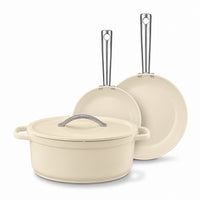 Set de 3 pièces: Poêle antiadhésive Cicla 24, 28 cm & Cocotte ovale Plume 31 cm