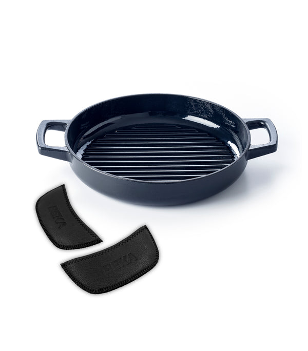 Nori Duo – Poêle grill 28 cm + Poignées en cuir